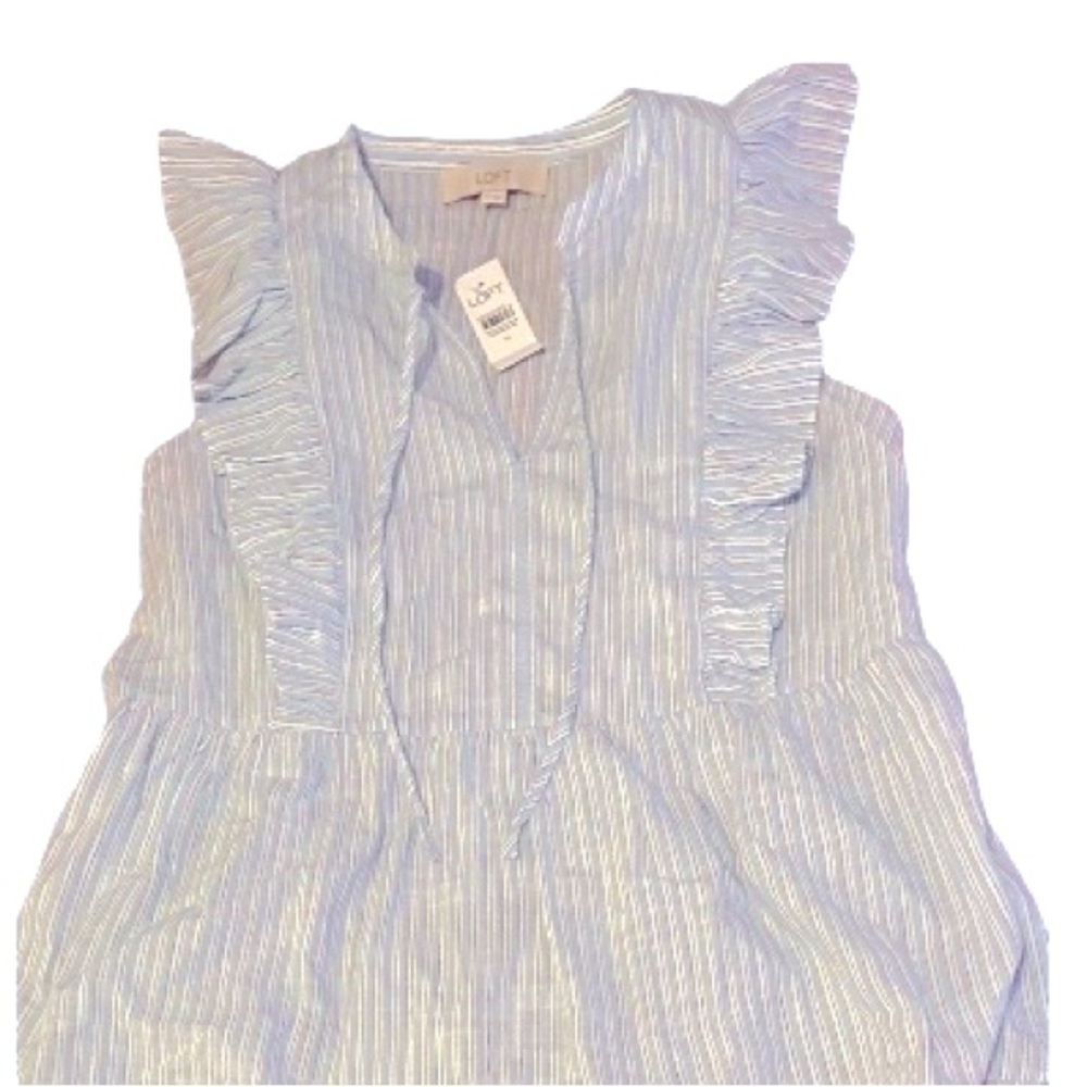 LOFT Sleeveless Blue Cotton Top NWT